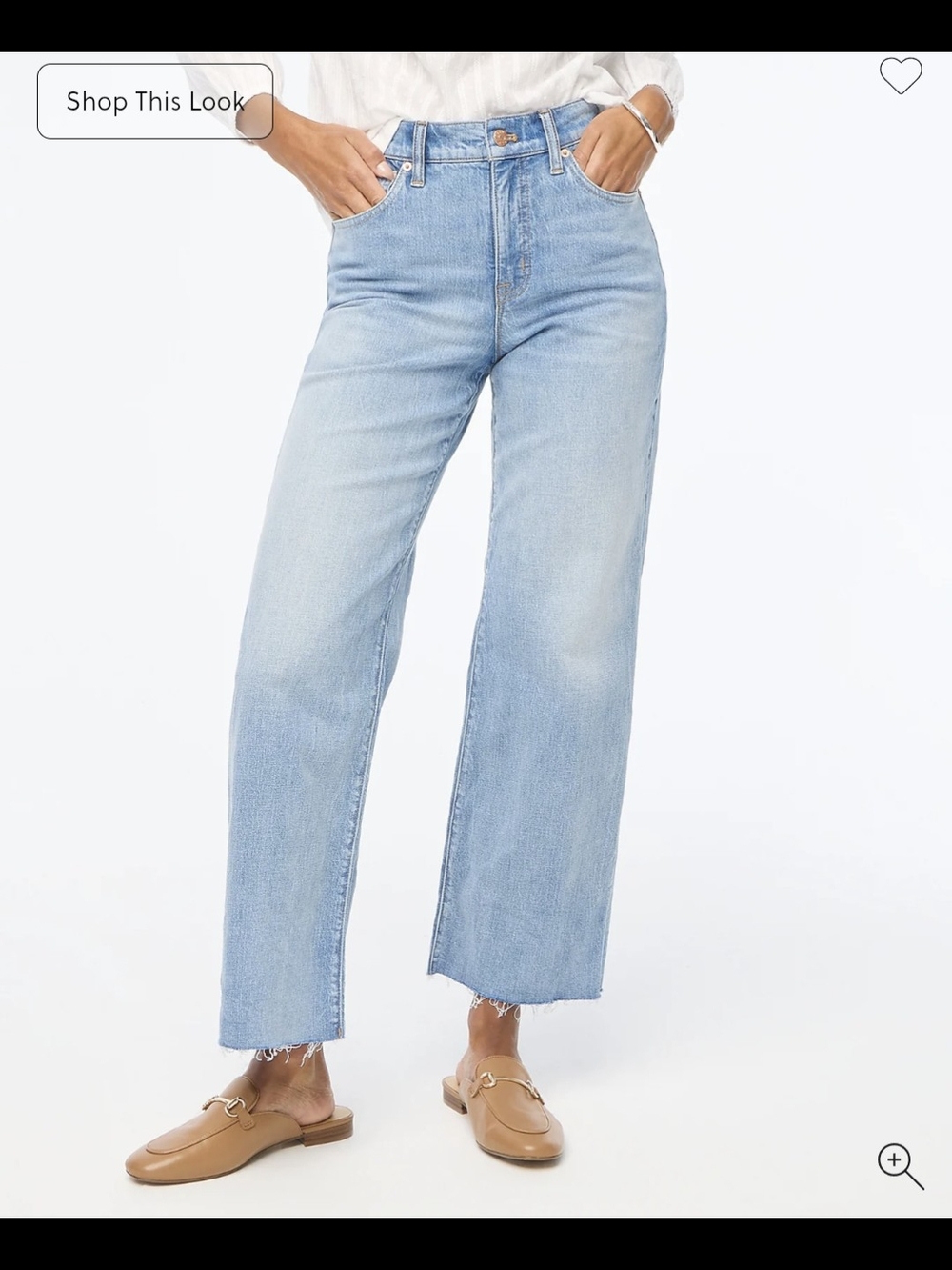 J. Crew Factory Wide Leg Crop Jeans Raw Hem Spring Rain Size 32